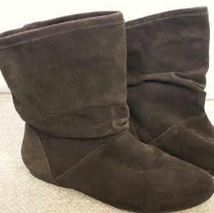 Chocolate Brown Flat Suede Boots Sz 9.5